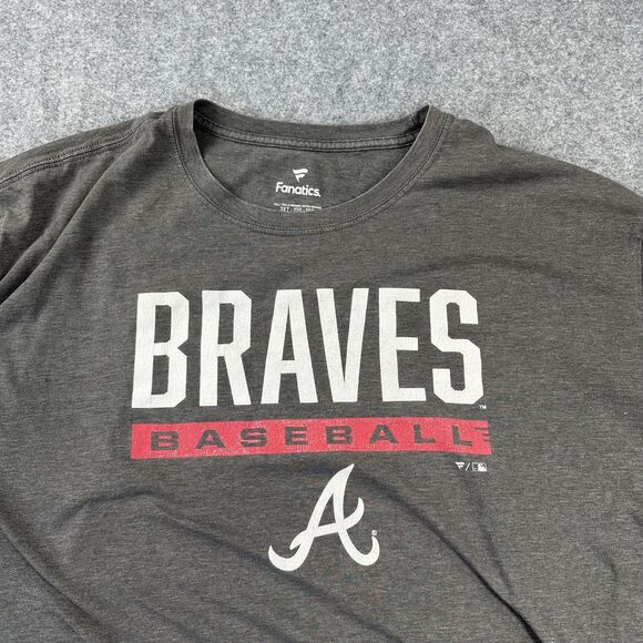 Atlanta Braves Shirt Mens 3XT Tall Gray MLB Baseball Fanatics Graphic Tee - Picture 2 of 8